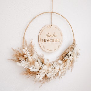 Door wreath "Family" personalized with dried flowers