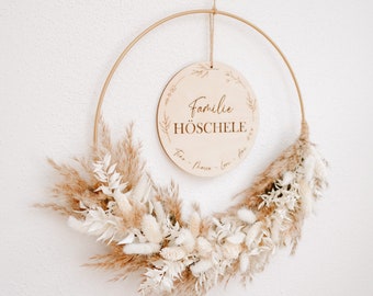 Türkranz "Familie" personalisiert mit Trockenblumen