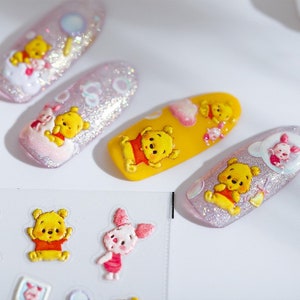 Kawaii Bear Embossed Pattern Design Nail Deco Sticker