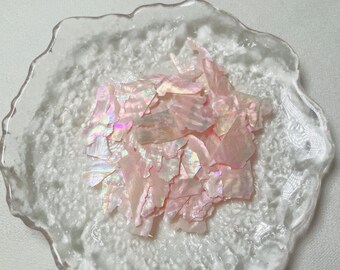 Ultra Thin Sea Shell Flakes Nail Decals |White and Pink Super thin Pinctada albina Nail Chips DIY deco | Natural shell Nail Polish