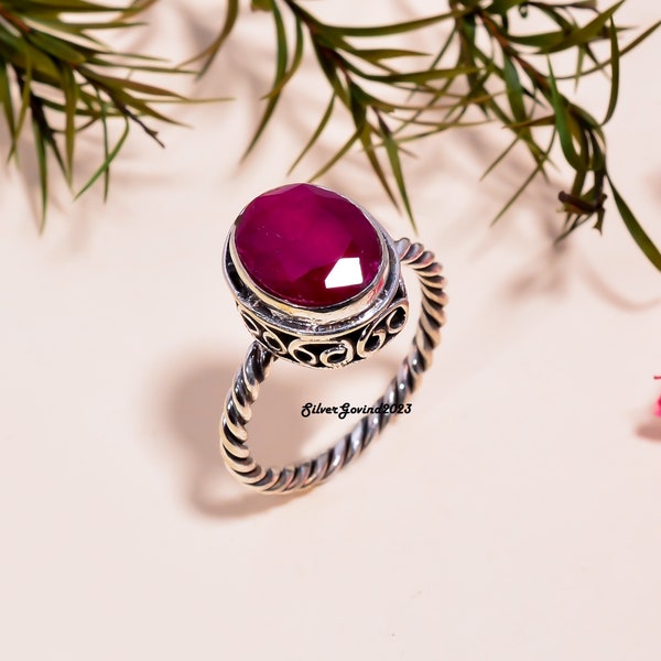 Kashmir Ruby Ring, Gemstone Ring, 925 Sterling Silver Ring, Designer Ring, Pretty Ring, Beautiful Ring, Kashmir Ruby Jewelry, Gift Her