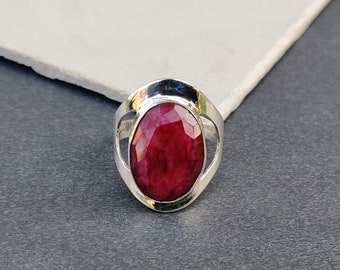 Natural Kashmir Ruby Ring, 925 Sterling Silver Ring, Gemstone Ring, Handmade Ring, Women Ring, Ruby Jewelry for Anniversary, Wedding Jewelry