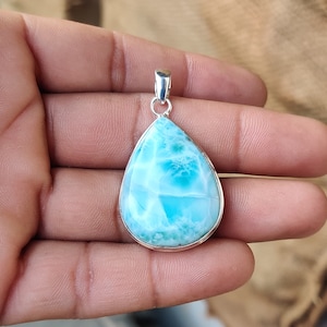 Larimar Pendant, 925 Silver Sterling Pendant, Handmade Pendant, Larimar Necklace, Larimar Jewelry, Gemstone Pendant, Silver Jewelry Gift her