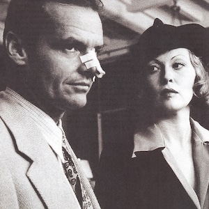 Originele vintage miniposter / boekknipsel en kaartlijst - Faye Dunaway en Jack Nicholson (Chinatown)