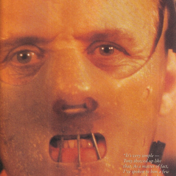 Original Vintage Mini Poster / Magazine Clipping - Hannibal Lecter (Silence Of The Lambs)