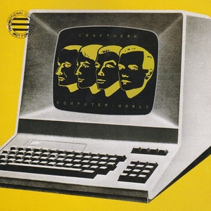 Póster original en miniatura vintage con marco de cartón negro - Kraftwerk - Computer World