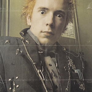 Original Vintage Mini Poster / Book Clipping - Johnny Rotten (The Sex Pistols), Londra, 1976