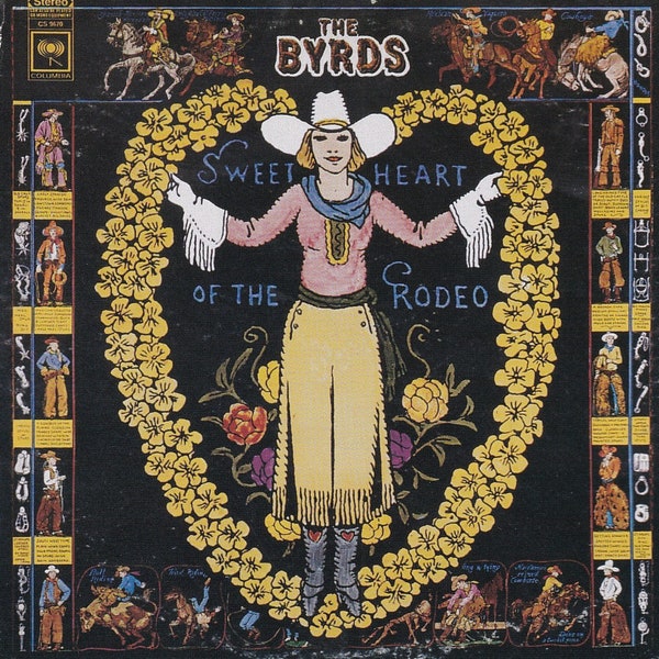 Original Vintage Miniature Poster With Black Card Frame - The Byrds - Sweetheart Of The Rodeo