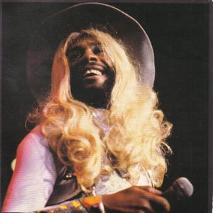 Póster/recorte de libro vintage original en miniatura con marco de cartón negro - George Clinton (Parlamento/Funkadelic), década de 1970