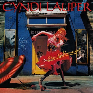 Affiche miniature vintage originale avec cadre en carton noir - Cyndi Lauper - She's So Unusual