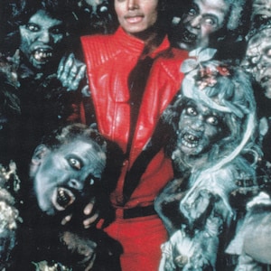 Original Vintage Mini Poster / Buch Clipping & Kartenrahmen - Michael Jackson Am Set Von ""Thriller"""