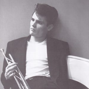 Mini affiche vintage originale de jazz / coupure de livre et cadre pour carte - Chet Baker (années 1950)