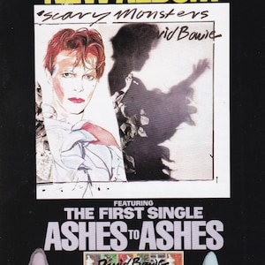 Original Vintage Mini Poster / Book Clipping - David Bowie - Scary Monsters / Ashes To Ashes
