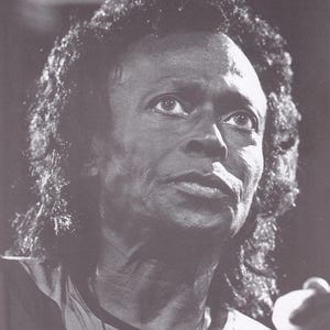 Mini affiche vintage originale de jazz / coupure de livre et cadre pour carte - Miles Davis (début des années 1980)