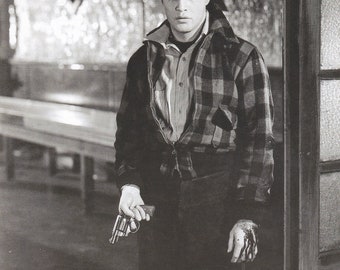 Oryginalny zabytkowy mini plakat / wycinek książki i ramka na karty - Marlon Brando (Na nabrzeżu)