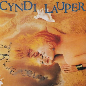 Póster original en miniatura vintage con marco de cartón negro - Cyndi Lauper - True Colors