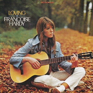 Póster original vintage en miniatura con marco de cartón negro - Francoise Hardy - Loving