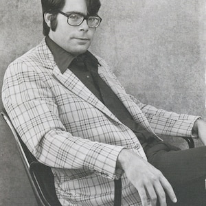 Mini pôster vintage original / recorte de livro e moldura para cartão - Stephen King na década de 1970