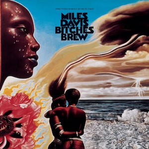 Original Vintage Miniatur Poster mit schwarzem Kartenrahmen - Miles Davis - Bitches Brew