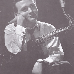 Mini affiche vintage originale de jazz / coupure de livre et cadre pour carte - Stan Getz, New York, 1949