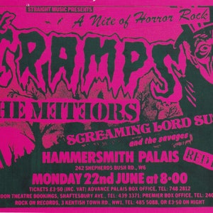 Mini póster vintage original / recorte de libro - A Nite Of Horror Rock with The Cramps