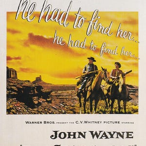 Original Vintage Mini Poster / Book Clipping - The Searchers (John Ford, 1956)