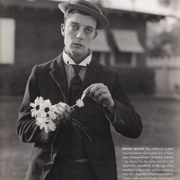 Original Vintage Mini Poster / Book Clipping - Buster Keaton (Circa 1920 Photo Shoot)