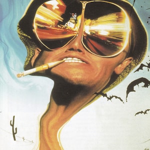 Original Vintage Mini Poster / Buchausschnitt & Kartenrahmen - Fear And Loathing In Las Vegas von Hunter S. Thompson