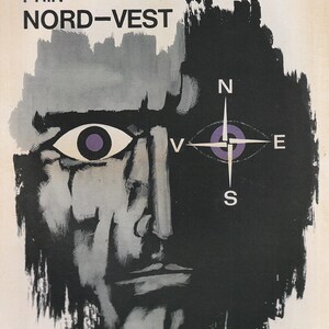 Original Vintage Mini Poster / Book Clipping - Alfred Hitchcock&#39;s North By Northwest (Romanian, 1959)
