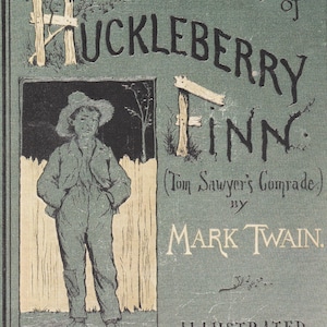 Original Vintage Mini Poster / Book Clipping & Card Frame - Adventures Of Huckleberry Finn by Mark Twain