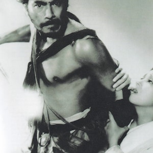 Original Vintage Mini Poster / Buchausschnitt & Kartenrahmen - Rashomon (1950)
