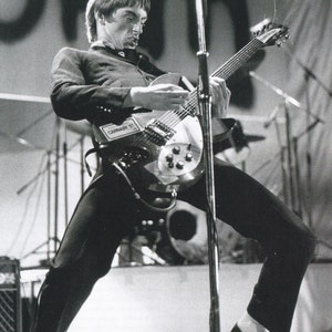 Póster vintage original en miniatura, recorte de libro y marco de tarjeta: Paul Weller (The Jam)