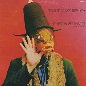 Póster original en miniatura vintage con marco de cartón negro: réplica de máscara de trucha del Capitán Beefheart