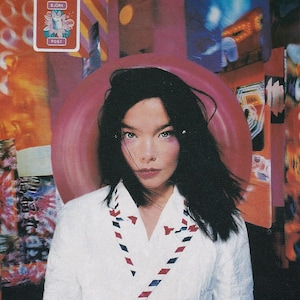Björk - Post - Póster vintage original en miniatura con marco de cartón negro