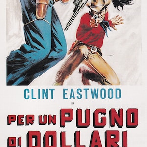 Mini Póster Vintage Original / Recorte de Libro - Por un Puñado de Dólares (Italia / Clint Eastwood)