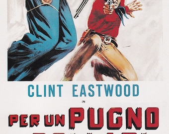 ZZXCHG Lienzo De Impresión 60x90cm Clint Eastwood Per un pugno di dollari Film Artrative Poster Soggiorno Camera da letto Pittura Opera d'arte Senza Cornice
