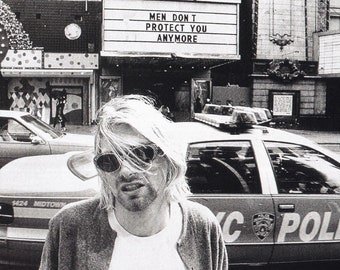 Original Vintage Mini Poster / Book Clipping - Nirvana's Kurt Cobain, New York, Early 1990s