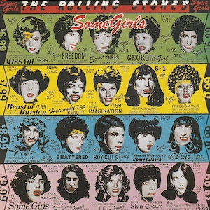 Póster original vintage en miniatura con marco de cartón negro: The Rolling Stones: Some Girls