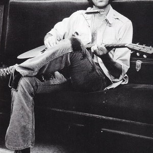 Minipóster vintage original/recorte de libro: Neil Young, entre bastidores, años 70