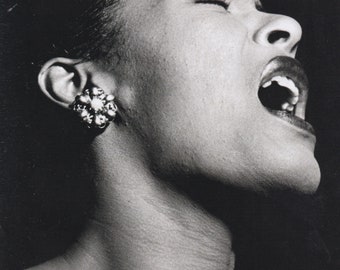 Originele vintage miniposter / boekknipsel en kaartlijst - Billie Holiday