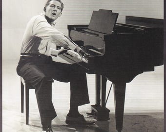 Original Vintage Miniature Poster/Book Clipping With Black Card Frame - Jerry Lee Lewis (1950s)