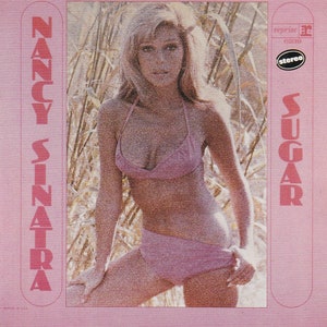Affiche miniature ancienne originale avec cadre en carton noir - Nancy Sinatra - Sucre