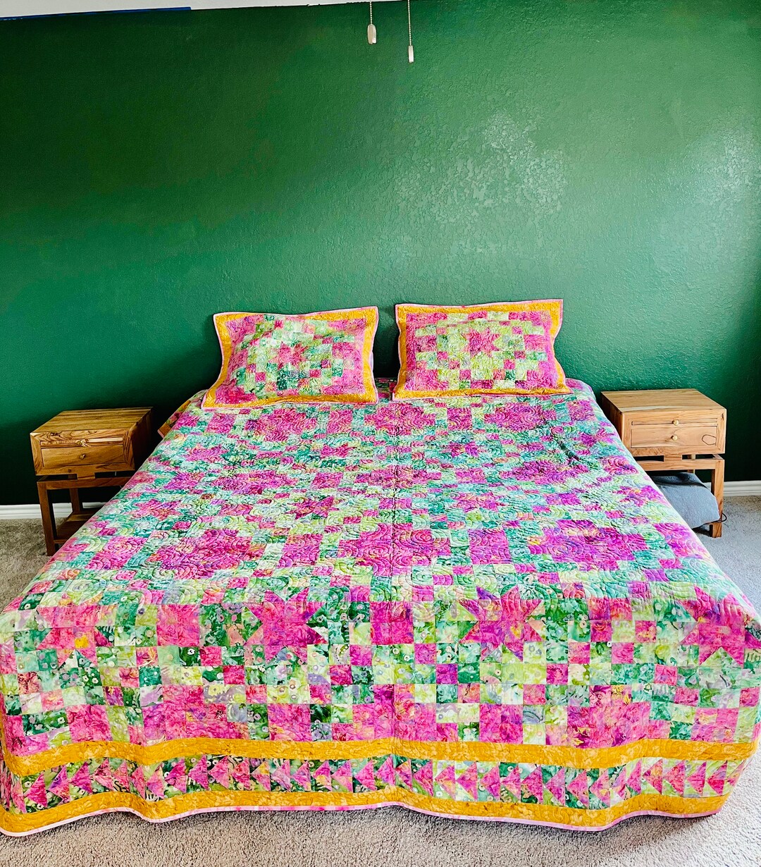 California King Size Bed Quilt Batik King Size Quilted Etsy