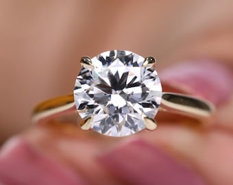 3 Ct Round Lab Diamond Engagement Ring IGI Certified 14K 18K Gold F VS Investment Solitaire