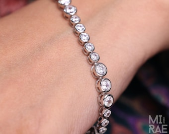 Bracciale tennis, bracciale tennis in oro, bracciale tennis con zirconi cubici, bracciale delicato, bracciale con diamanti, regalo per lei, bracciale minimalista