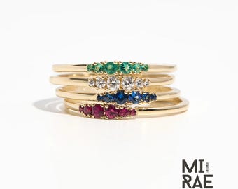 Multi Stone Birthstone Ring Wedding Engagement Gemstone Eternity Band Silver Jewelry Emerald Moissanite Diamond Sapphire Ruby Stacking Rings