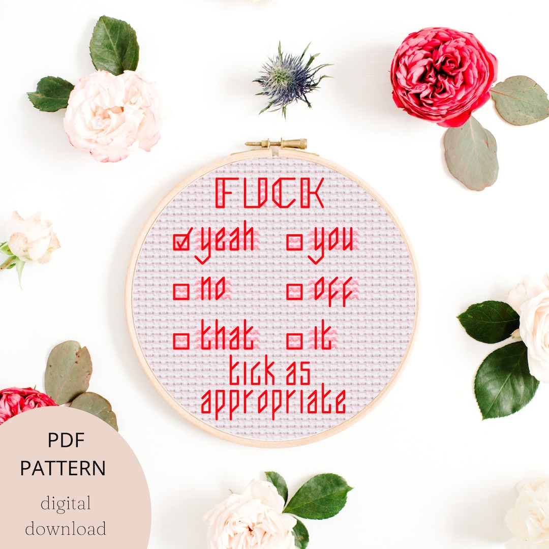 Rude Hidden Message Pattern F*ck Rude Swearword Cross Stitch Pattern, Funny Modern Digital Pdf ...