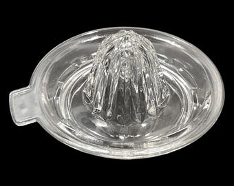 Vintage 1930s Hazel Atlas Clear Depression Glass Citrus Reamer/Juicer - Art Deco