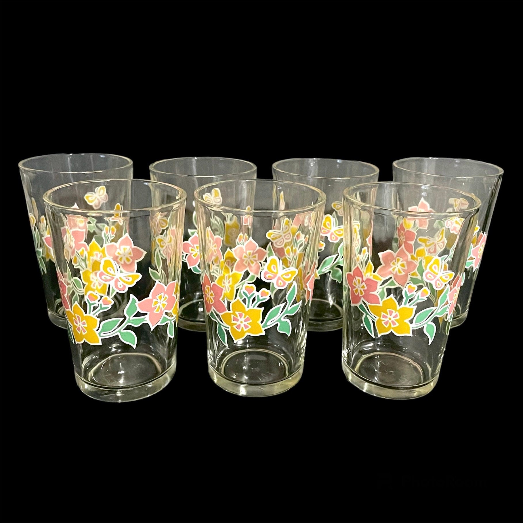 コレクション 1980s Etched  Hawaiian Flower Glasses コレクション 1980s Etched Hawaiian Flower Glasses Hawaiian