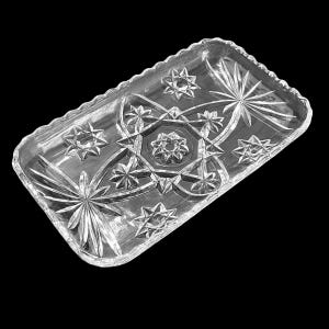 Vintage 1960s Anchor Hocking Early American Prescut Star of David Glass Rectangular Tray